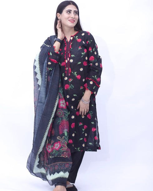 NZSC-716 Stitched 2 Piece Blue Bloom (Shirt+Dupatta) Co Ord Set Lawn